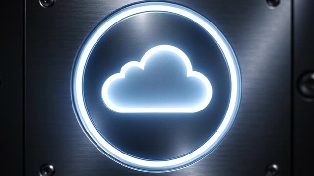 Cloud computing digital transformation technology data storage backup security server neon glow interface futuristic innovation concept modern network storage security backup server technology data