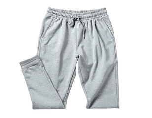 Soft gray sweatpants with drawstring waist and cuffed ankles