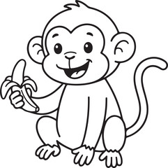 Fototapeta premium cute stylish monkey outline silhouette 