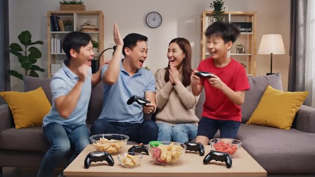 Family Playing Video Games Together.