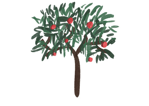 Watercolor apple tree