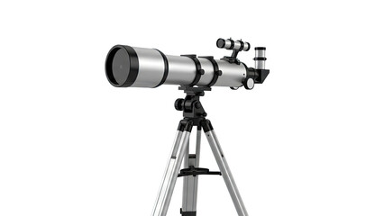 Silver Refractor Telescope on Tripod