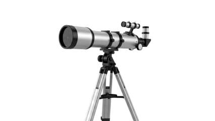 Silver Refractor Telescope on Tripod