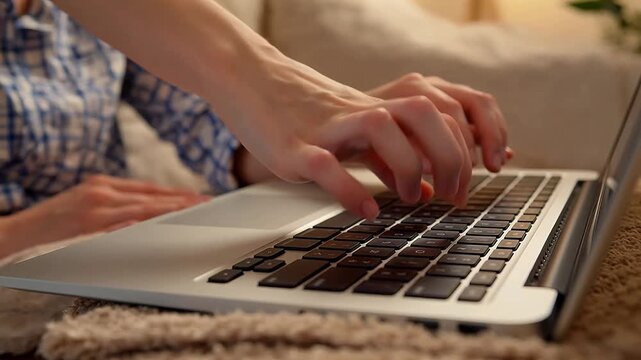 Person typing on laptop keyboard