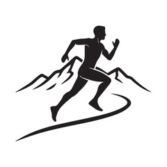 Obraz premium Athlete Running Silhouette on Mountain Trail at Sunrise