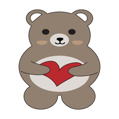 Obraz premium Cute Cartoon Bear Holding Heart – Adorable Love Character Illustration