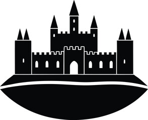 Obraz premium Irish Castle silhouette black vector on white background