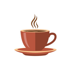 Obraz premium Steaming Coffee Cup on Saucer, Warm Drink Illustration