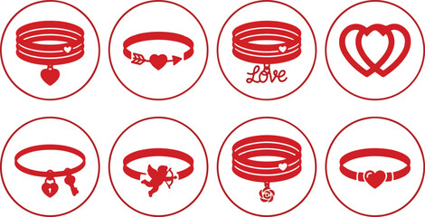  Valentine&rsquo;s Day 2026 Bangles and Bracelet Silhouette Icon Set, Romantic Jewelry and Fashion Accessories Gift, Vector Illustration Isolated on White Background 2026 