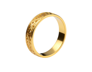 Detailed gold band with intricate Celtic knotwork engraving