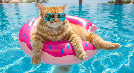 cat in the pool