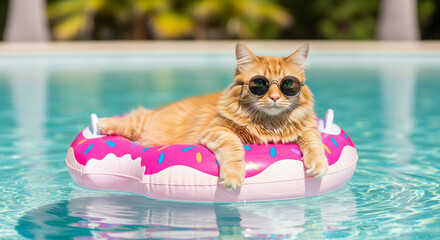 cat in the pool