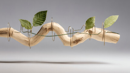 Eco design sustainability green energy nature innovation circular economy heartbeat vine branch wire leaf minimal concept growth organic renewable ecology environmental eco friendly climate