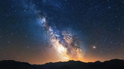 Fototapeta premium Milky Way over mountains at night