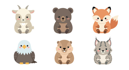 Fototapeta premium Forest animals set with transparent background