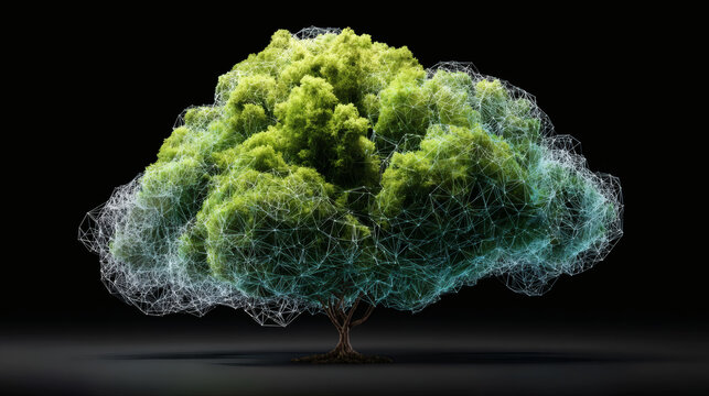 Sustainable business concept green cloud computing digital tree data network eco technology innovation future growth abstract nature - Powered by Adobe