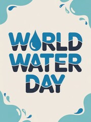 Creative greeting card celebrating World Water Day with vibrant water-themed lettering and playful designs. World Water Day