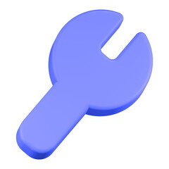 setting wrench icon 3d render blue color