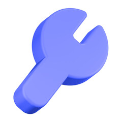setting wrench icon 3d render blue color