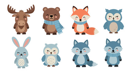 Fototapeta premium Forest animals set with transparent background