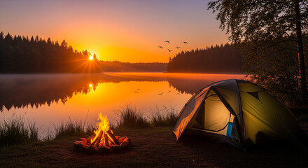 camping in the mountains