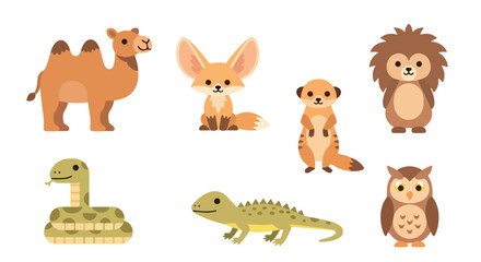 Obraz premium Desert animals collection with transparent background