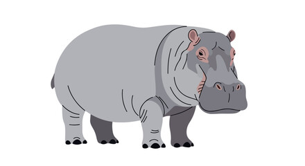 Fototapeta premium Gray hippopotamus animal with transparent background