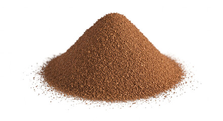 Pile of brown granules detailed texture transparent background studio lighting