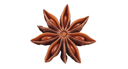 Star anise spice detailed illustration transparent background