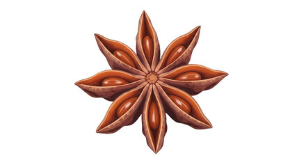 Star anise spice detailed macro warm brown tones transparent background