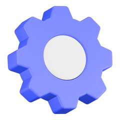setting gear icon 3d render blue color