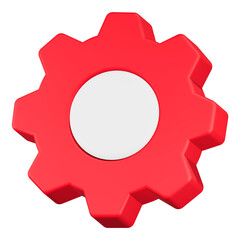 setting gear icon 3d render red color