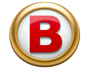Red Letter B in Gold Circle.