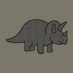 Obraz premium Charming cartoon triceratops illustration with a textured dark gray design on a solid background