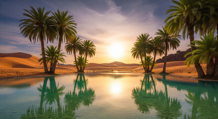 palm trees at sunset