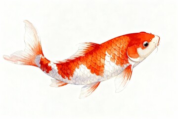 Fototapeta premium Orange and white koi fish illustration