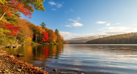 autumn in the forest and lake