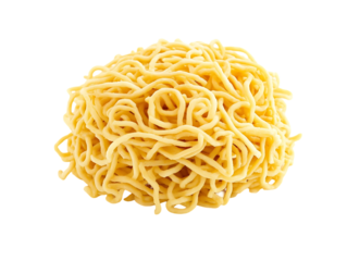 Raw instant noodle block yellow dried ramen pasta curly spaghetti food ingredient cooking meal asian cuisine delicious lunch snack isolated on transparent background