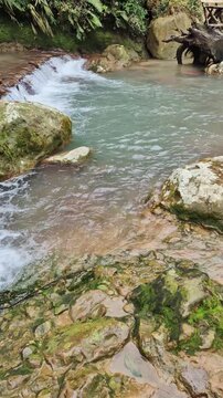 Natural view of the waterfall in the morning