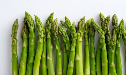 Bright and fresh composition of perfectly aligned rows of green asparagus spears,
