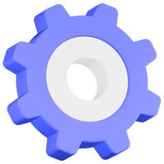 setting gear icon 3d render blue color