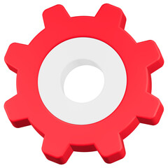 setting gear icon 3d render red color