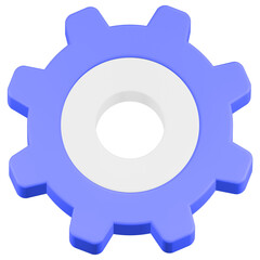 setting gear icon 3d render blue color