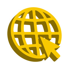 3D Globe Cursor Icon &ndash; Internet, Online Access and Global Click Symbol
