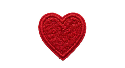 Obraz premium A textured red heart patch with a stitched outline on a.