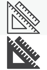 Fototapeta premium Set square icon set in different style. Line, outline and solid icon with editable stroke vector sign and symbol. Geometry icon for engineering design.