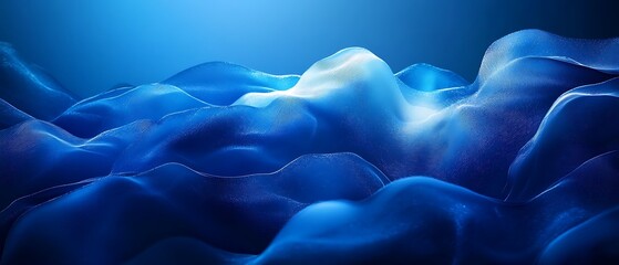 Obraz premium Deep blue abstract landscape with glowing light on undulating surfaces image photo