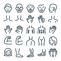 Human Body Parts Icon Set &ndash; Minimal Line Anatomy Symbols