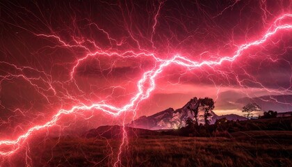 lightning, bright, energy, bolt thunder creates electric storm