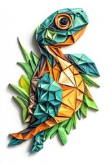 A low polygon style turtle, isolate on white background, creating a modern and artistic representation of this fascinating creature.